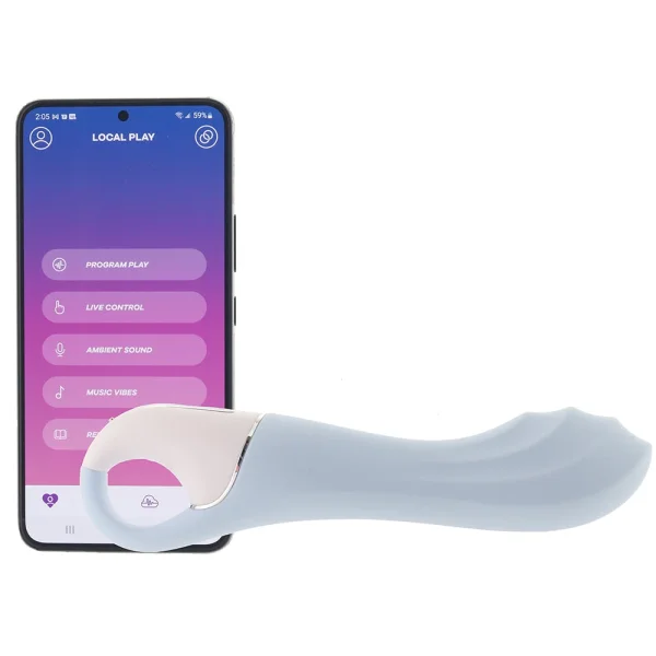 Satisfyer Air Pump Vibrator 5+ App Enabled Inflatable 12-Function G-Spot Vibrator - Blue