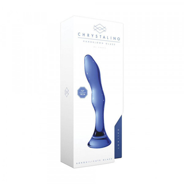 Chrystalino Gallant Blue Glass Curved Dildo Wand