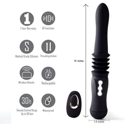 15 Max Black Thrusting Vibrator