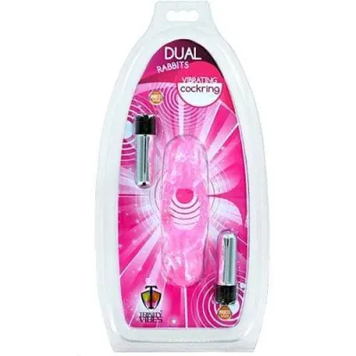 Dual Rabbits Vibrating Cock Ring Pink