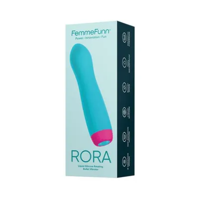 Bullets Discreet Femmefunn Rora Liquid Silicone Rotating Bullet Turquoise