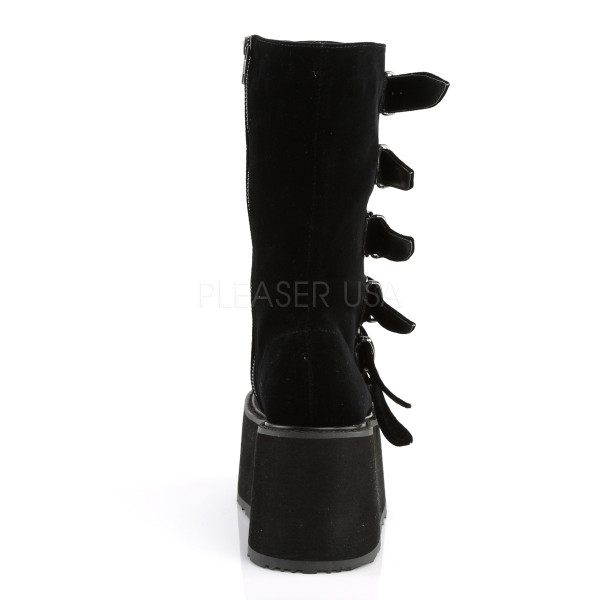 3 1/2 inches PF Mid-Calf Boot w/ 6 Buckle Straps, Metal Side Zip
