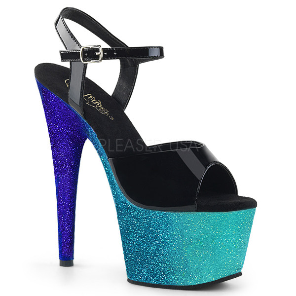 7 inches Heel, 2 3/4 inches Ombre Glittered PF Ankle Strap Sandal — image 21 of 25
