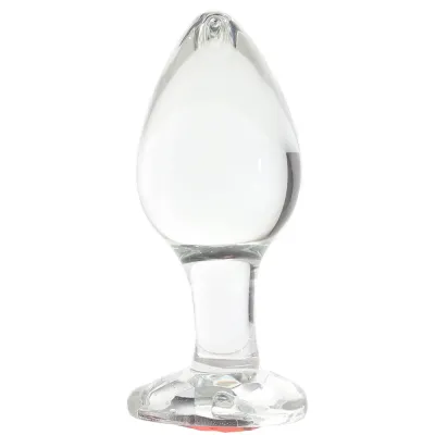 Adam Eve Red Heart Gem Glass Plug in Large