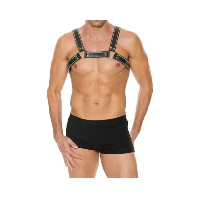 Premium Leather D ring Zipper Series Bulldog Harness L xl Black