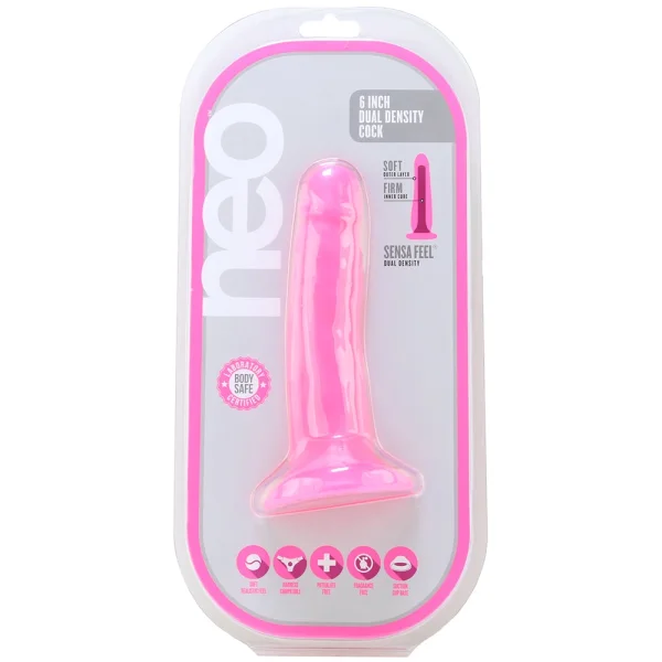 Neo - 5.5 Inch Dual Density Cock - Neon Pink