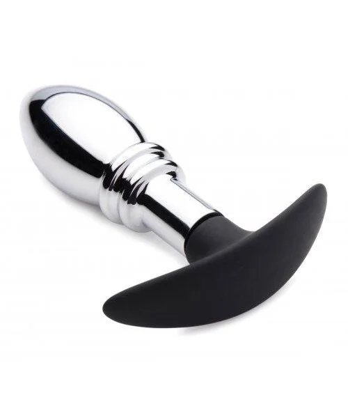 Dark Stopper Metal And Silicone Anal Plug Silver