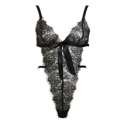 Dita Von Teese Von Follies Fantacist Black Lurex Lace Bodysuit