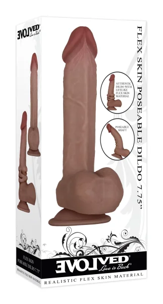 Flexskin Poseable Dildo - 7.75 Inch - Dark