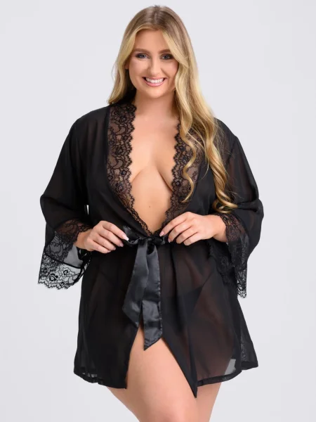 Lovehoney Plus Size Barely There Sheer Black Robe