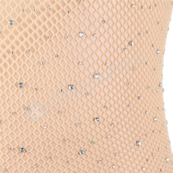 Cherry Banana Plus Size Beige Fishnet With Sparkles Strapless Mini Dress