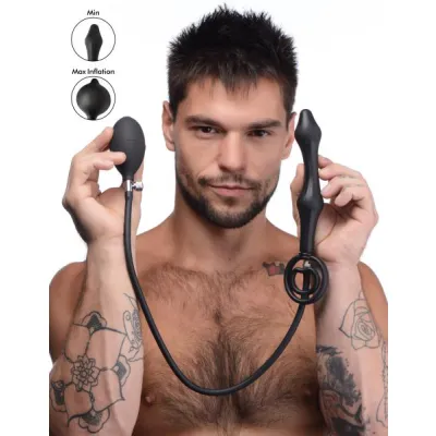 Devils Rattle Inflatable Silicone Anal Plug With Cock And Ball Ring