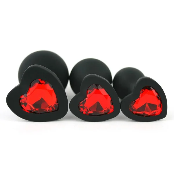 Silicone Heart Jeweled Anal Plug - 3 Sizes Available!