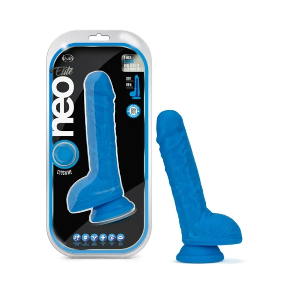 Neo Elite - 9-inch Silicone Dual-density Cock With Balls - Neon Blue — image 7 of 7