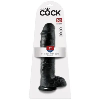 King Cock 11 Inch With Balls Black