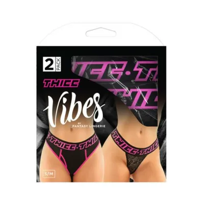 Vibes Thicc Buddy Pack 2 Pc Athletic Mesh Boyfriend Brief Lace Thong L xl Black pink