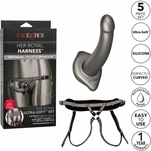The Royal UltraSoft Set Crotchless Strap On With GProbe 7.5 Inch