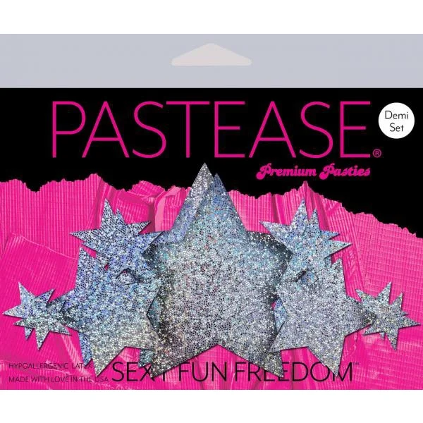 Pastease Demi Silver Glitter Star Breast Covers Pasties