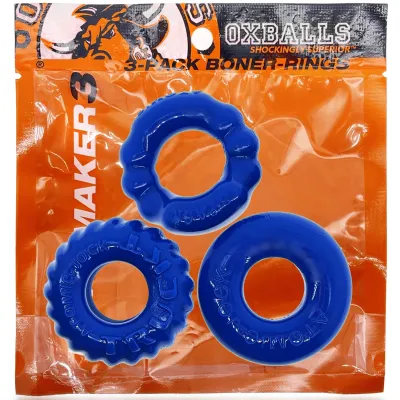Bonemaker 3 Pc Cockring Set Pool Blue