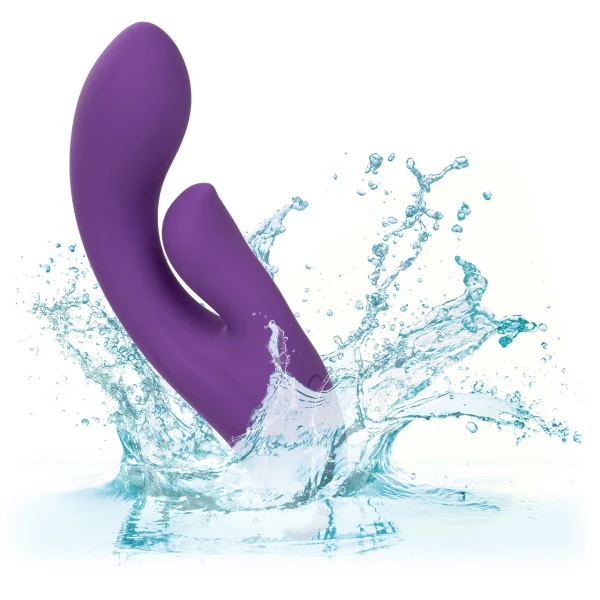 Stella Liquid Silicone Dual Pleaser Rechargeable Waterproof Rabbit Style Vibrator By CalExotics - Purple