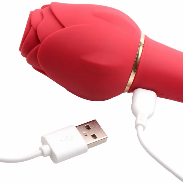 INMI Bloomgasm Dual-Ended Rose Wand Vibrator and Air Pulse Stimulator