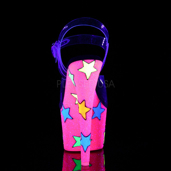 7 inches Heel, 2 3/4 inches PF UV Reactive Ankle Strap Sandal W/Stars — image 4 of 4