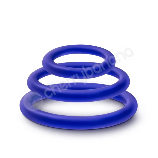 Performance VS4 Pure Premium Silicone Blue Cock Rings Mixed 3 Pack