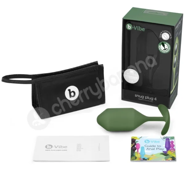 B-Vibe Army Green Snug Plug 4 Weighted 5.2" Butt Plug