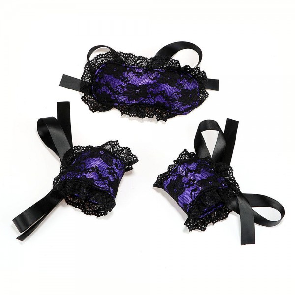 Intimate Bondage Kit For Couples - Silk Lace Blindfold & Cuff Set