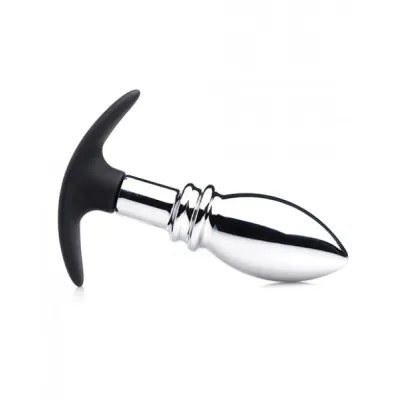 Dark Stopper Metal And Silicone Anal Plug Silver