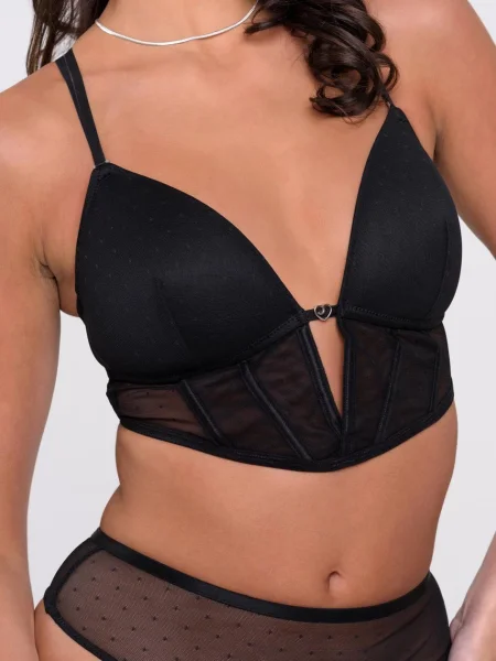 Lovehoney Secret Noir Sheer Spot Mesh Bra Set
