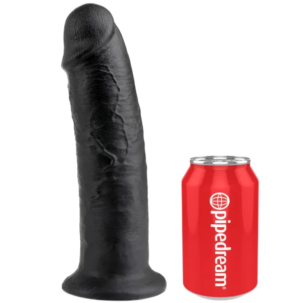 10" Veined & Girthy Black Suction Cup Dildo