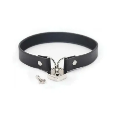 Bondage Kits Sets Ple sur Pvc Collar With Heart Lock Key Black
