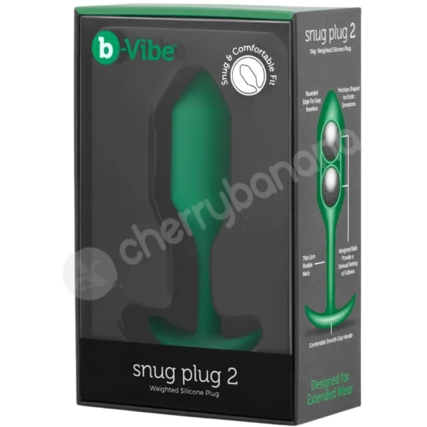 B-Vibe Snug Plug 2 Green Silicone Weighted 4.5" Butt Plug