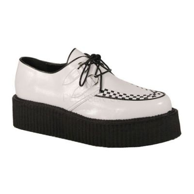 V CREEPER 502 2 P F Wht Pu Basic Vegan Creeper Shoe Wht w Blk Stitching