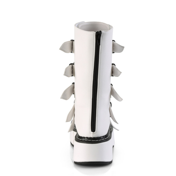 2 inches Platform Calf High w/ 5 Buckle Straps, Back Metal Zip