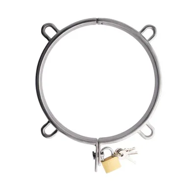 Kink Range Stainless Steel Neck Collar With Padlock 5 1 Inch Silver