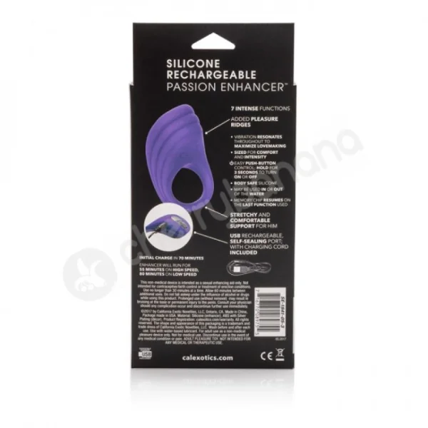 Silicone Rechargeable Purple Passion Enhancer Cock Ring