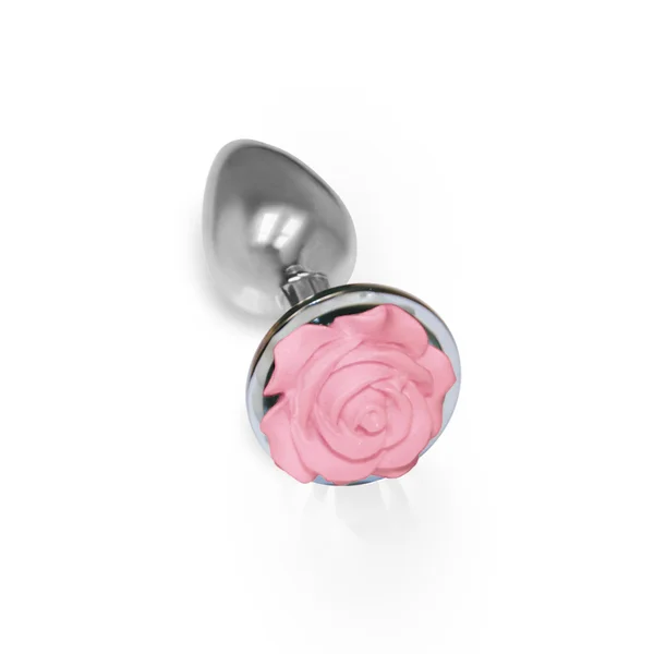 The 9's the Silver Starter Rose Floral Stainless Steel Butt Plug - Rose Pink — image 6 of 6