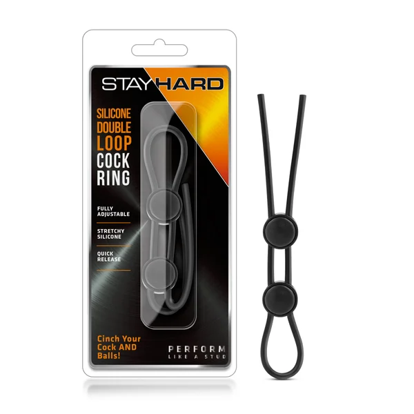 Stay Hard - Silicone Double Loop Cock Ring  - Black — image 9 of 12