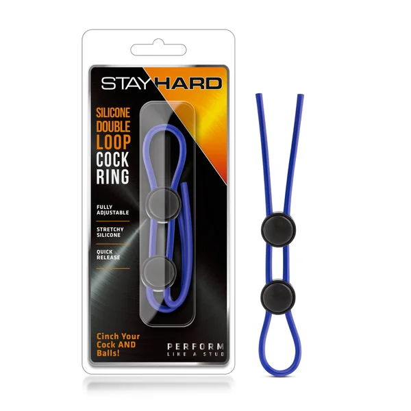 Stay Hard - Silicone Double Loop Cock Ring - Blue — image 11 of 12