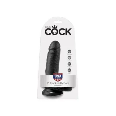 King Cock 7 Inch Cock With Balls Black