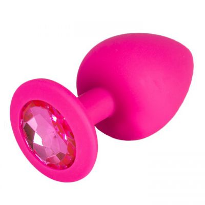 Bejewelled Pink Silicone Jewelled Butt Plug 2 5 3 or 3 5 Inch