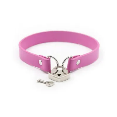 Bondage Kits Sets Ple sur Pvc Collar With Heart Lock Key Pink