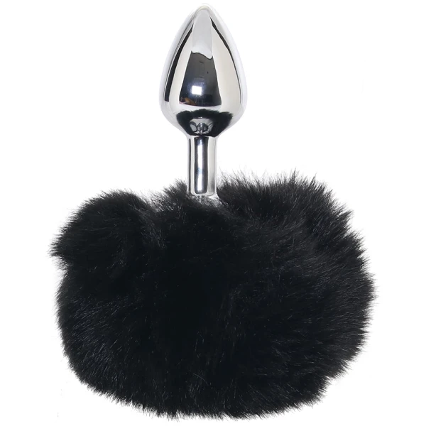 WhipSmart 3 Inch Fluffy Bunny Metal Plug in Black — image 4 of 6