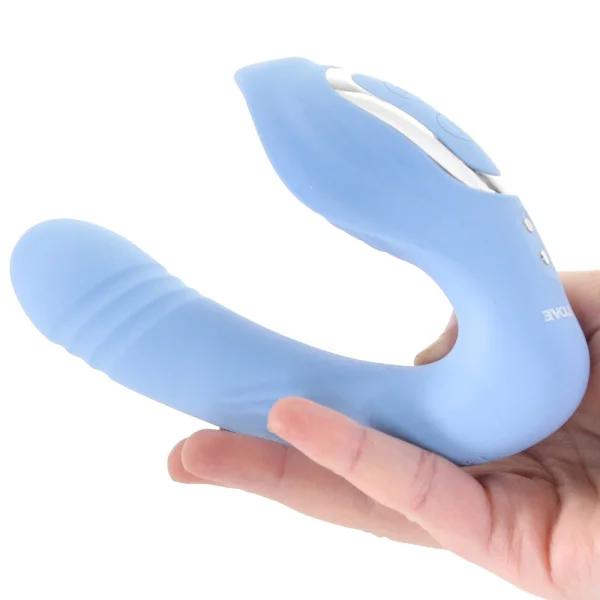 Tap & Thrust Rechargeable Silicone Dual Stimulation Thrusting Vibrator By Evolved Novelties