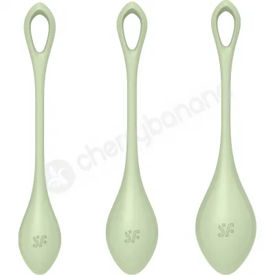 Satisfyer Yoni Power 2 Green Silicone Kegel Pelvic Floor Training 3 Piece Set