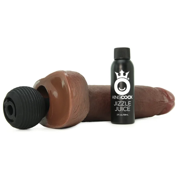King Cock 9" Squirting Cock With Balls - Chocolate