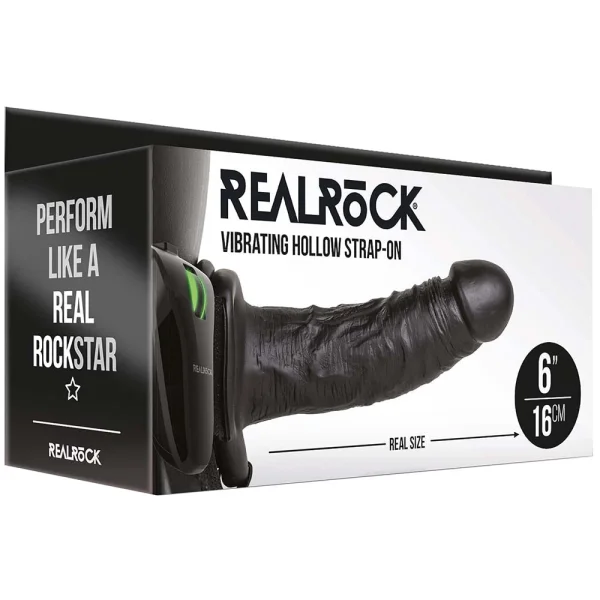Real Rock Hollow Vibrating 6 Inch Strap-On