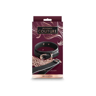 Bondage Couture Collar And Leash Black